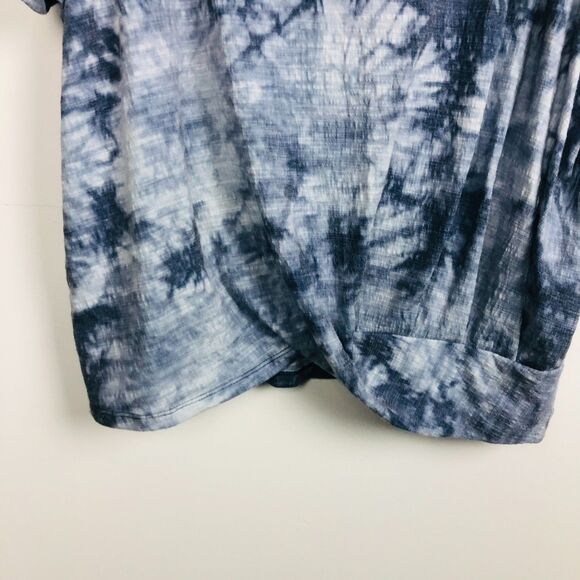 Zac & Rachel Women's Tie Dye Short Sleeve Shirt Knotted Front Blue Size 3X - Picture 3 of 5